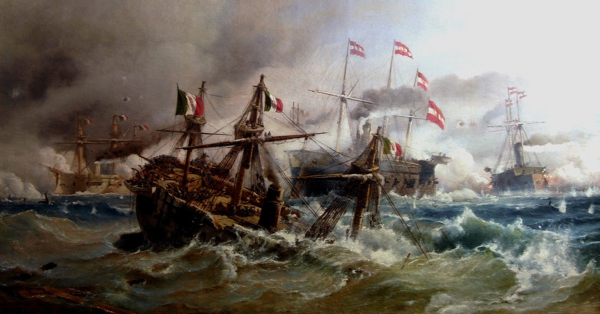 The first clash of iron fleets was in 1866, and it was weird