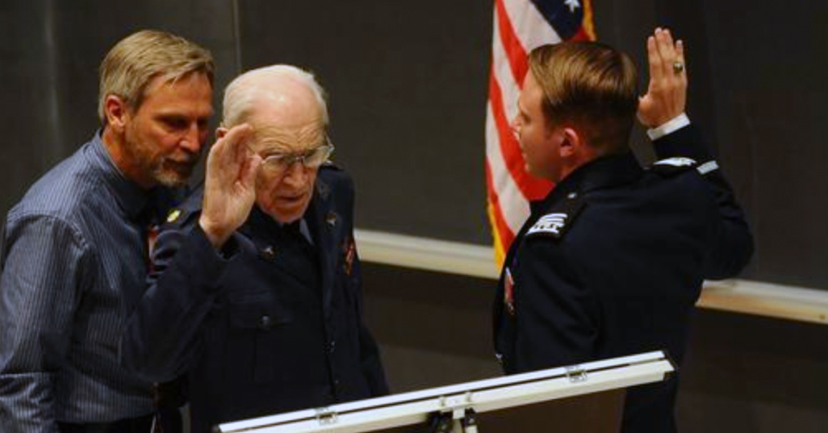 A 101-year-old WWII vet commissioned his grandson at the Air Force Academy