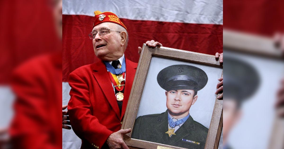 A flamethrower is the last living Medal of Honor recipient from the Pacific