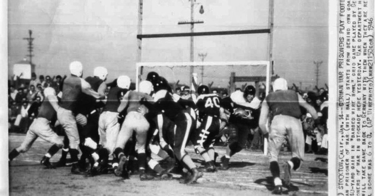 German POWs hit the gridiron for the Barbwire Bowl Classic