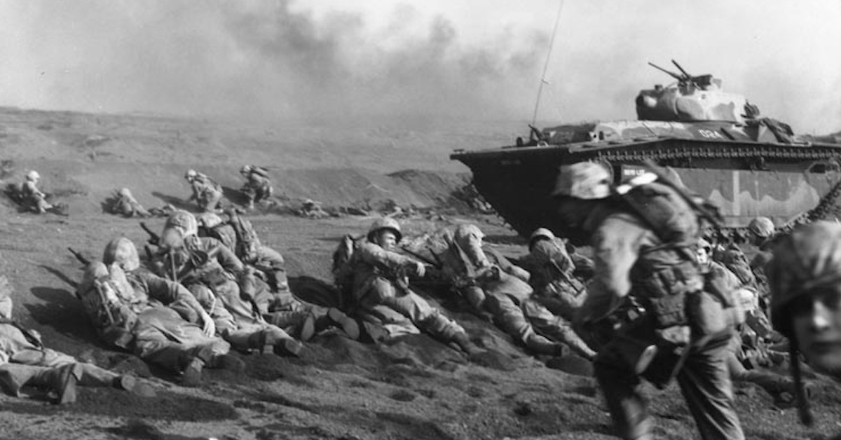 What did it sound like to land at Iwo Jima?